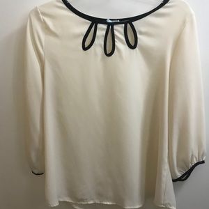 Sheer three-quarter sleeve white blouse